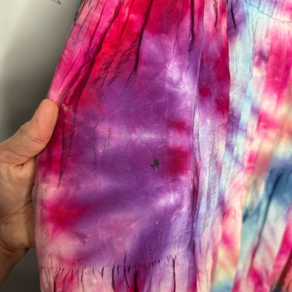 Tiered Tie Dye Sleeveless Maxi Dress Size Large Hippy Summer Festival - Picture 5 of 8